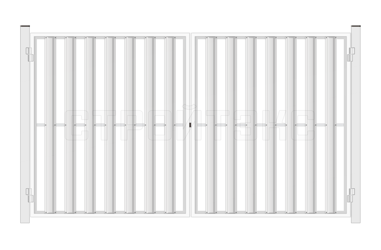 Уличные распашные ворота Штакетник