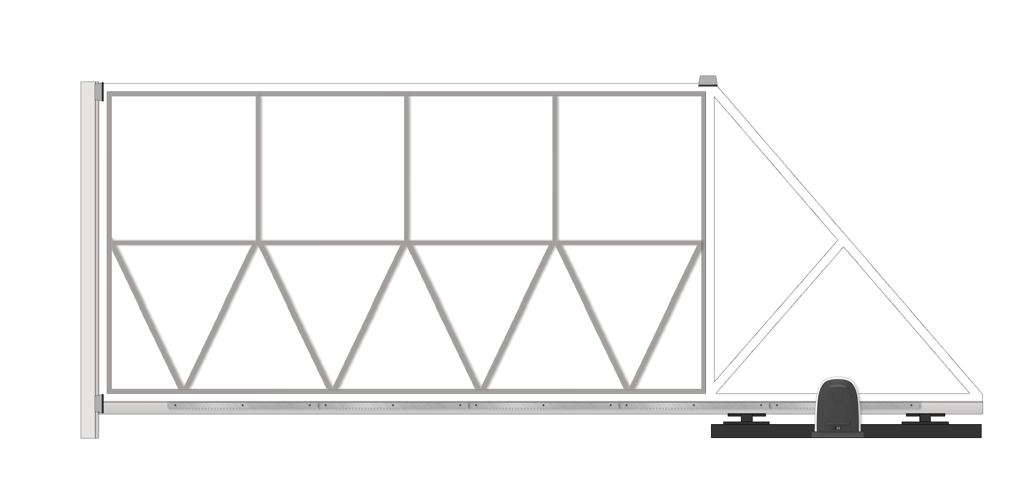 Откатные автоматические уличные ворота без заполнения