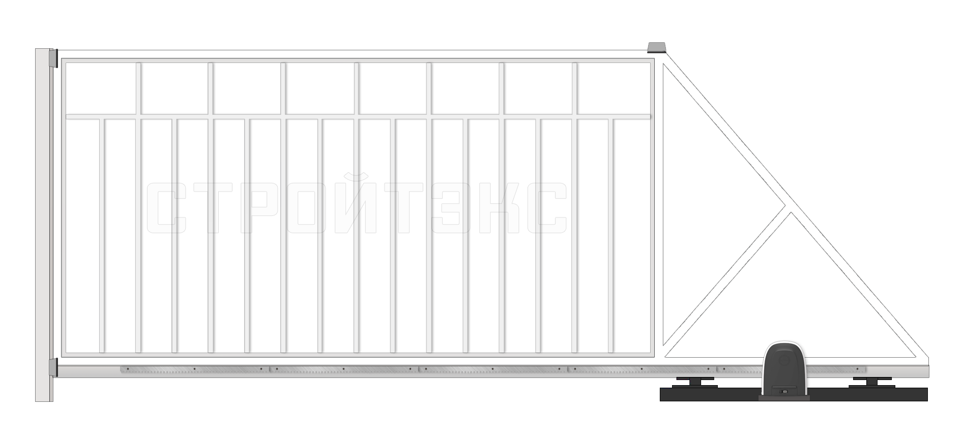 Откатные автоматические уличные ворота Решетка