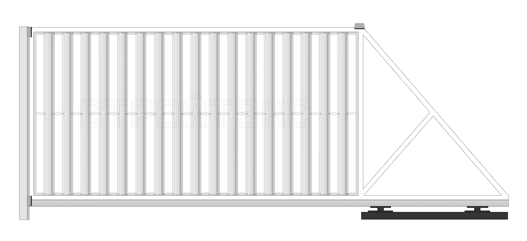 Откатные уличные ворота Штакетник