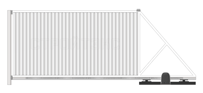 Откатные автоматические уличные ворота Профлист